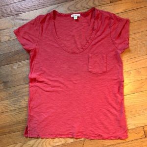James Perse Pocket Tee T-Shirt Scoop Coral Size 2